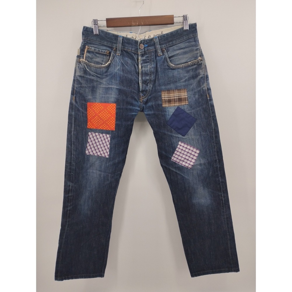 Howies Selvage Jeans Pants  Patch Work Patches Size 32x28 Button Fly